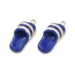 Королевский синий Подвески из эмали и сплава, подвески для тапочек, стойки покрытие, золотые, долговечный, королевский синий, 20x9x7.5 мм, отверстие : 1.4 мм