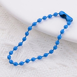 Dodger Blue Iron Tag Chains, with Ball Chain Connectors, Dodger Blue, 10~12cm