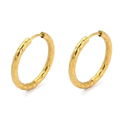 Настоящее золото 18K Ионное покрытие (ip) 304 Серьги-обручи с текстурированной нержавеющей сталью, реальный 18 k позолоченный, 23x2.5 мм