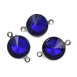 Синий Подвески-коннекторы со стеклянным конусом, с 304 установками из нержавеющей стали, цвет нержавеющей стали, синие, 10.5x16x5.5 мм, отверстие : 1 мм