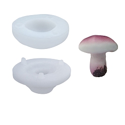 White DIY Silicone Molds, Resin Casting Molds, 3D Mushroom Fondant Mold, White, 55x41mm, Finished Product: 35x32x39mm