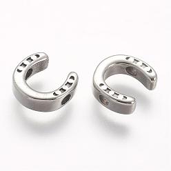 Antique Silver 304 Stainless Steel Beads, Horseshoes, Antique Silver, 9.5x10x3mm, Hole: 2mm