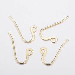 Golden 304 Stainless Steel French Earring Hooks, Flat Earring Hooks, Ear Wire, with Horizontal Loop, Golden, 12x22x0.9mm, Hole: 1.8mm, 19 Gauge, Pin: 0.9mm