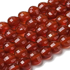 Carnelian Natural Carnelian Beads Strands, Faceted, Flat Round, 5~6x4~4.5mm, Hole: 0.9mm, about 65pcs/strand, 15.12''~15.20''(38.4~38.6cm)