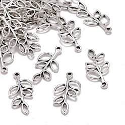 Silver Tibetan Style Alloy Pendants, Cadmium Free & Lead Free, Leaf, Silver, 33x16x2.5mm, Hole: 2mm, about 611pcs/1000g