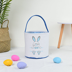 Royal Blue Cloth Bunny Pattern Baskets, Easter Eggs Hunt Basket, Gift Toys Carry Bucket Tote, Royal Blue, 230x240mm