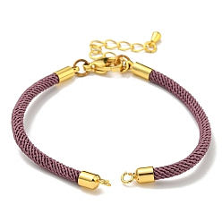 Sienna Nylon Cords Bracelet Makings Fit for Connector Charms, with Brass Findings and 304 Stainless Steel Lobster Claw Clasps, Long-Lasting Plated, Sienna, 6-1/2~6-3/4 inch(16.5~17cm), Hole: 1.8mm