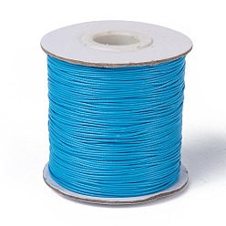 Deep Sky Blue Waxed Polyester Cord, Bead Cord, Deep Sky Blue, 0.5mm, about 169.51~174.98 Yards(155~160m)/Roll