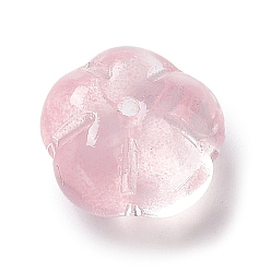 Pink Glass Beads, Pumpkin Beads, Flower, Pink, 9.5x9.5x6mm, Hole: 1mm