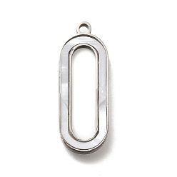 Нержавеющая Сталь Цвет Полый овал 304 подвески из нержавеющей стали, с пластиковой имитацией оболочки, цвет нержавеющей стали, 24x9x1.5 мм, отверстие : 1.5 мм