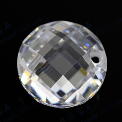 Прозрачный Кубического циркония прелести, граненые, плоско-круглые, прозрачные, 2x4 мм, отверстие : 0.7~0.8 мм