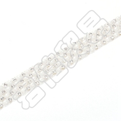 Crystal BENECREAT Glitter Glass Hotfix Rhinestone & ABS Imitation Pearl Beads(Hot Melt Adhesive On The Back), Rhinestone Trimming, Costume Accessories, Crystal, 12.5x2mm, 3yards/set