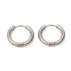 Stainless Steel Color 201 Stainless Steel Huggie Hoop Earrings, with 316 Surgical Stainless Steel Pins, Ring, Stainless Steel Color, 16x2.5mm, Pin: 1mm