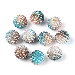 Цвет Древесины Имитация жемчуга акриловые, Берри бисера, комбинированные бисером, круглые, деревесиные, 15.5 мм, отверстие : 2.5 мм, около 200 шт / упаковка