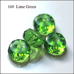 Lime Green Imitation Austrian Crystal Beads, Grade AAA, Faceted, Flat Round, Lime Green, 8x3.5mm, Hole: 0.9~1mm