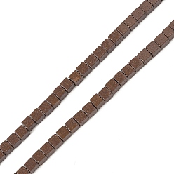 Кокосово-Коричневый Нити бусин из искусственного камня лавы ручной работы, квадратный, яркие глазированный фарфор, кокосового коричневый, 2.5x2.5x2~2.5 мм, отверстие : 0.7 мм, около 158 шт / нитка, 14.96~15.16'' (38~38.5 см)