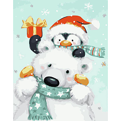 Bear Christmas Penguin Pattern DIY Diamond Painting Kits, including Resin Rhinestones, Diamond Sticky Pen, Tray Plate and Glue Clay, Bear, 400x300mm