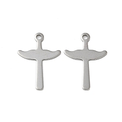 Нержавеющая Сталь Цвет 201 подвески из нержавеющей стали, крестик, цвет нержавеющей стали, 17.5x12.5x0.5 мм, отверстие : 1.2 мм