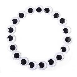 Black Black & White Plastic Wiggle Googly Eyes Cabochons, DIY Scrapbooking Crafts Toy Accessories with Label Paster on Back, Black, 18mm, 100pcs/bag
