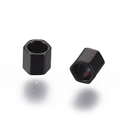 Electrophoresis Black 304 Stainless Steel Spacer Beads, Hexagon, Electrophoresis Black, 2x2x2mm, Hole: 1.4mm