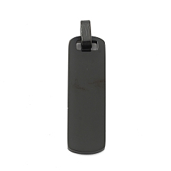 Black Ion Plating(IP) Rectangle 304 Stainless Steel Stamping Blank Tag Pendants, Smooth Surface, Black, 36x11x2mm, Hole: 6x3mm