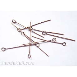 Red Copper Iron Eye Pin, Cadmium Free & Nickel Free & Lead Free, Red Copper, 45x0.7mm, Hole: 2mm, about 6000pcs/1000g