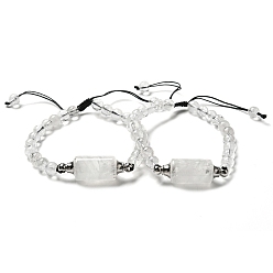Quartz Crystal Natural Quartz Crystal Column Link Bracelet, Braided Adjustable Bracelet, Inner Diameter: 2-1/8~3-1/8 inch(5.5~7.8cm)