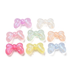 Mixed Color Transparent Luminous Acrylic Beads, Glitter Beads, Glow in the Dark, Bowknot, Mixed Color, 16.5x27x7.5mm, Hole: 2.3mm, about 211pcs/500g