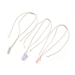 Mixed Color Natural Quartz Crystal Nugget Pendant Necklace, Gemstone Braided Jewelry for Women, Mixed Color, 29.92~30.71 inch(76~78cm)