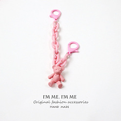 Pink bear chain 【X113】 Cute Bear DIY Couple Keychain Pendant Bag Decoration Phone Case Chain.