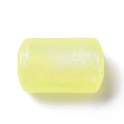 Yellow Luminous Acrylic Beads, Glitter Beads, Glow in the Dark, Rectangle, Yellow, 18.5x12x8.5mm, Hole: 2.8mm, about 320pcs/500g