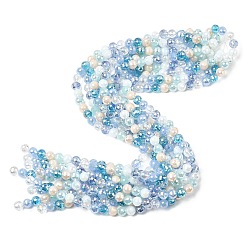 Васильковый Стеклянные бусины с гальваническим покрытием , круглые, граненый(32 граненый), градиент цвета, васильковый, 8 мм, отверстие : 1.2 мм, около 48 шт / нитка, 13.98'' (35.5 см)