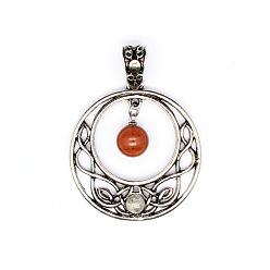 Красный Камень Природные красной яшмы подвески, плоско-круглые, 35x31 мм