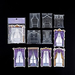 Purple 10Pcs Retro Curtain Theme PET & Paper Decorative Stickers, for DIY Scrapbooking, Purple, 70~130mm