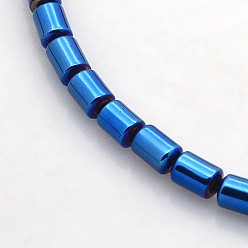 Blue Plated Electroplate Non-magnetic Synthetic Hematite Beads Strands, Column, Blue Plated, 5x4mm, Hole: 1mm, about 75pcs/strand, 15.7 inch