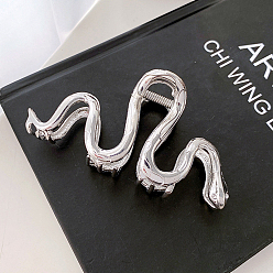 Platinum Snake Shape Alloy Large Claw Hair Clips, for Woman Thick Hair, Platinum, 49x105x50mm