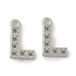 Letter L 304 Настройки горный хрусталь из нержавеющей стали кулон, цвет нержавеющей стали, Письмо L, пригодный для стразов 1 мм, 8x5x1 мм, отверстие : 0.7 мм