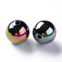 Black Opaque Acrylic Beads, AB Color Plated, Round, Black, 20x19mm, Hole: 2~3mm, about 111pcs/500g