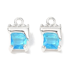 Посеребрённый Латунные микро проложить кубического циркония прелести, конфеты, 925 серебро покрытием, 11x7x4.5 мм, отверстие : 1.4 мм