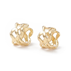 Real 18K Gold Plated Rack Plating Brass Criss Cross Wide Cuff Earrings for Women, Cadmium Free & Nickel Free & Lead Free, Real 18K Gold Plated, 10.5x11x8mm