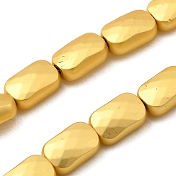 Матовый Золотой Стеклянные бусины с гальваническим покрытием , прямоугольные, граненые, матовый золотой, 9x6x4 мм, отверстие : 1 мм, около 46 шт / нитка, 16.14'' (41 см)