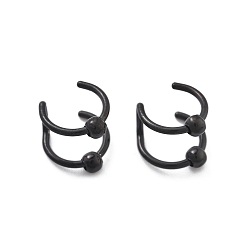 Черный 304 нержавеющая сталь 2 леска круглая клипса на кольцах для носа, носовая манжета непирсинг украшения для женщин, ионное покрытие (ip), чёрные, 8.5x11 мм