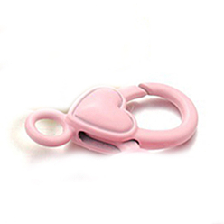Pink Alloy Lobster Claw Clasp, Heart Shape, Pink, 26.6x14.2x6.5mm, about 10pcs/bag