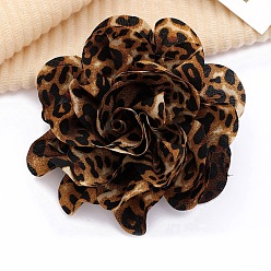 Седло Коричневый Резинки для волос из цветочной ткани, резинки для волос для женщин девочек, с леопардовым принтом рисунком, седло коричневый, 110 мм