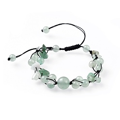 Green Aventurine Adjustable Nylon Cord Braided Bead Bracelets, with Natural Green Aventurine Beads, 1-3/8 inch(37mm)