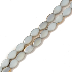 Vergoldete Galvanisieren Glasperlen, imitatorische Jade, halb plattiert, ellipsenförmige, Vergoldete, 10x7x4 mm, Bohrung: 1.2 mm, ca. 68 Stk. / Strang, 26.77 Zoll (68 cm)