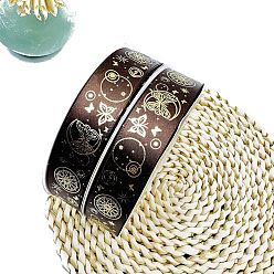 Coconut Brown Golden Hot Stamping Butterfly Star Pattern Polyester Ribbons, for DIY Handmade Craft, Hair Bowknots and Gift Decoration, Coconut Brown, 1 inch(25mm), 48 Yards/Roll
