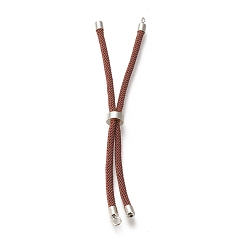 Saddle Brown Nylon Twisted Cord Bracelet, with Brass Cord End, for Slider Bracelet Making, Saddle Brown, 9 inch(22.8cm), Hole: 2.8mm, Single Chain Length: about 11.4cm