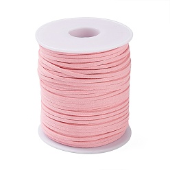 Pink 45 m cordon en faux suède, dentelle de faux suède, rose, 2~2.5x1.5~2mm, environ 50 yards (45m)/rouleau