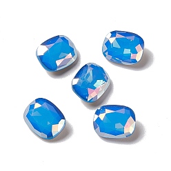 Air Blue Opal Light AB Style K9 Glass Rhinestone Cabochons, Pointed Back & Back Plated, Octagon Rectangle, Air Blue Opal, 10x8x4mm